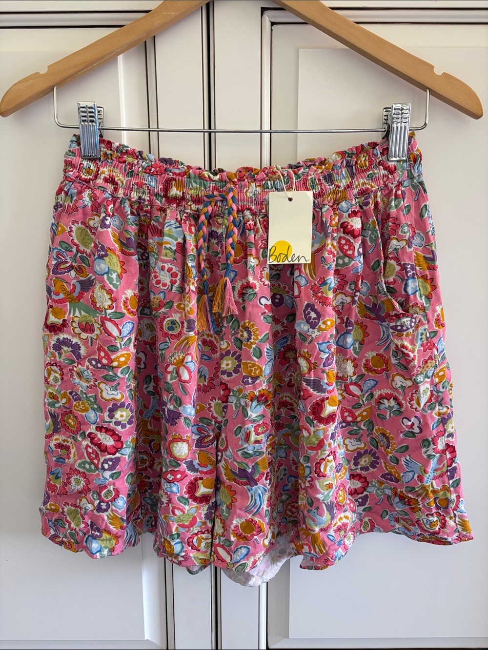 Boden Pink Floral Beach Travel Shorts Pull On Youth Girls Size 15-16Y